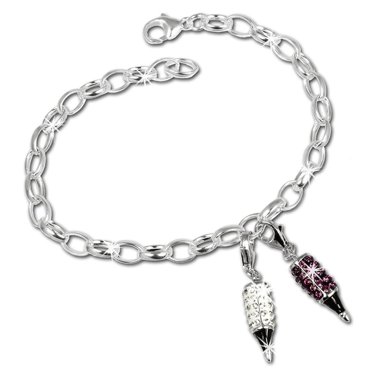 SilberDream Charm Glitzerset Stifte 925 Silber Armband Anhänger FCA144