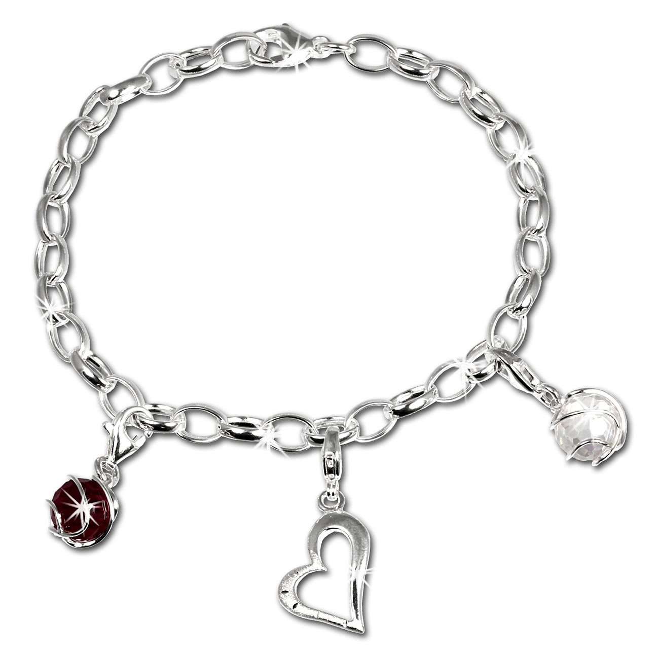 SilberDream Charm Set Liebe 925er Silber Armband Anhänger FCA300