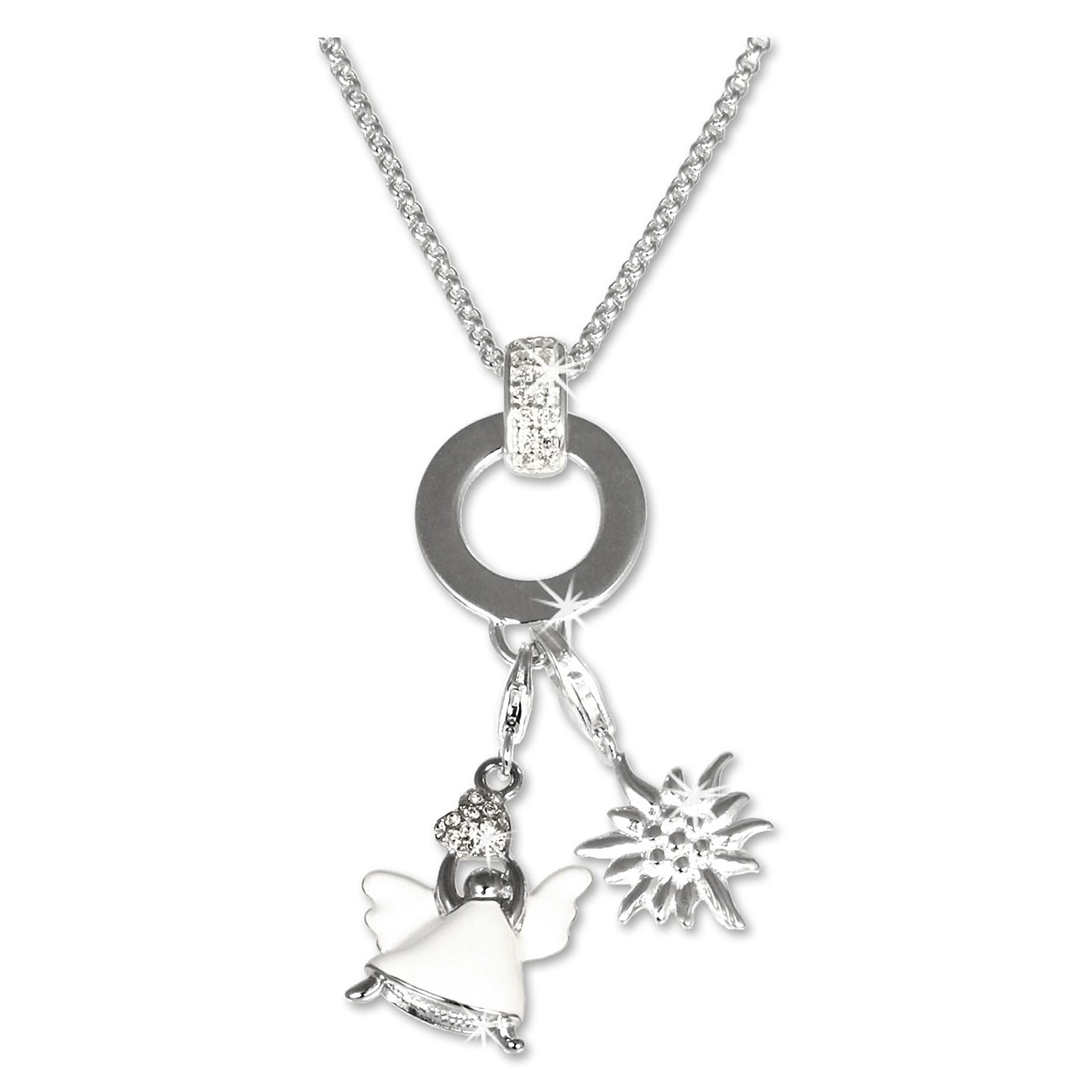 SilberDream Ketten Set Engel 925 Silber Kette + Charm Anhänger FCA303