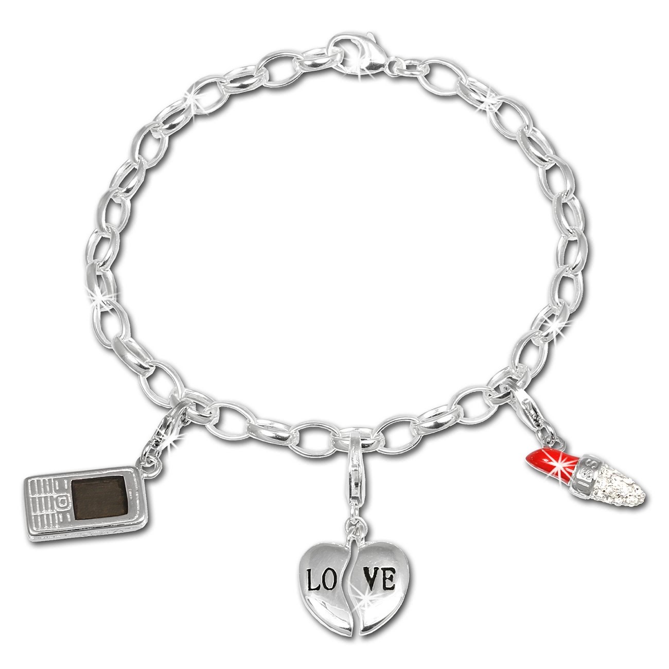 SilberDream Charm Set Love 925er Silber Armband Anhänger FCA308