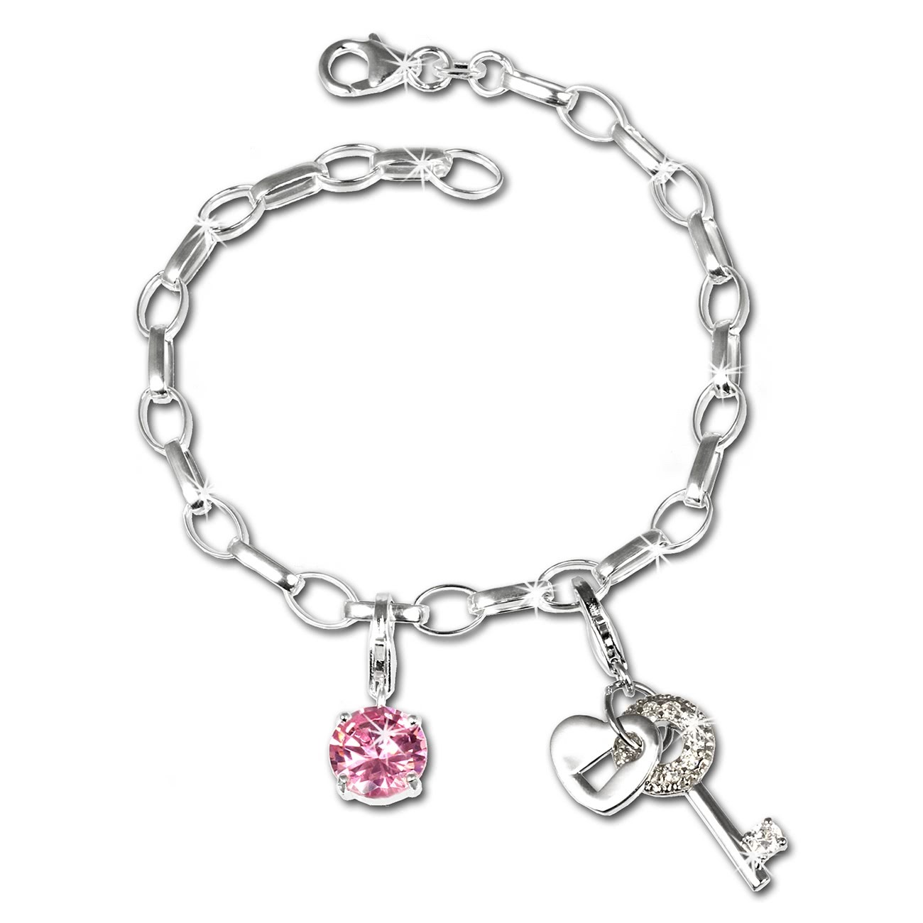 SilberDream Charm Set Schlüssel 925er Silber Armband Anhänger FCA310