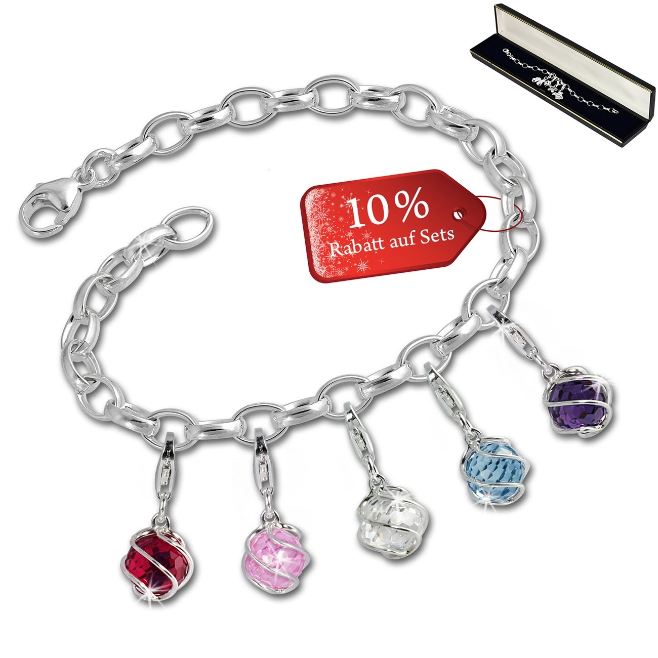 SilberDream Armband Charms Je taime Kugeln 925 Anhänger FCA322