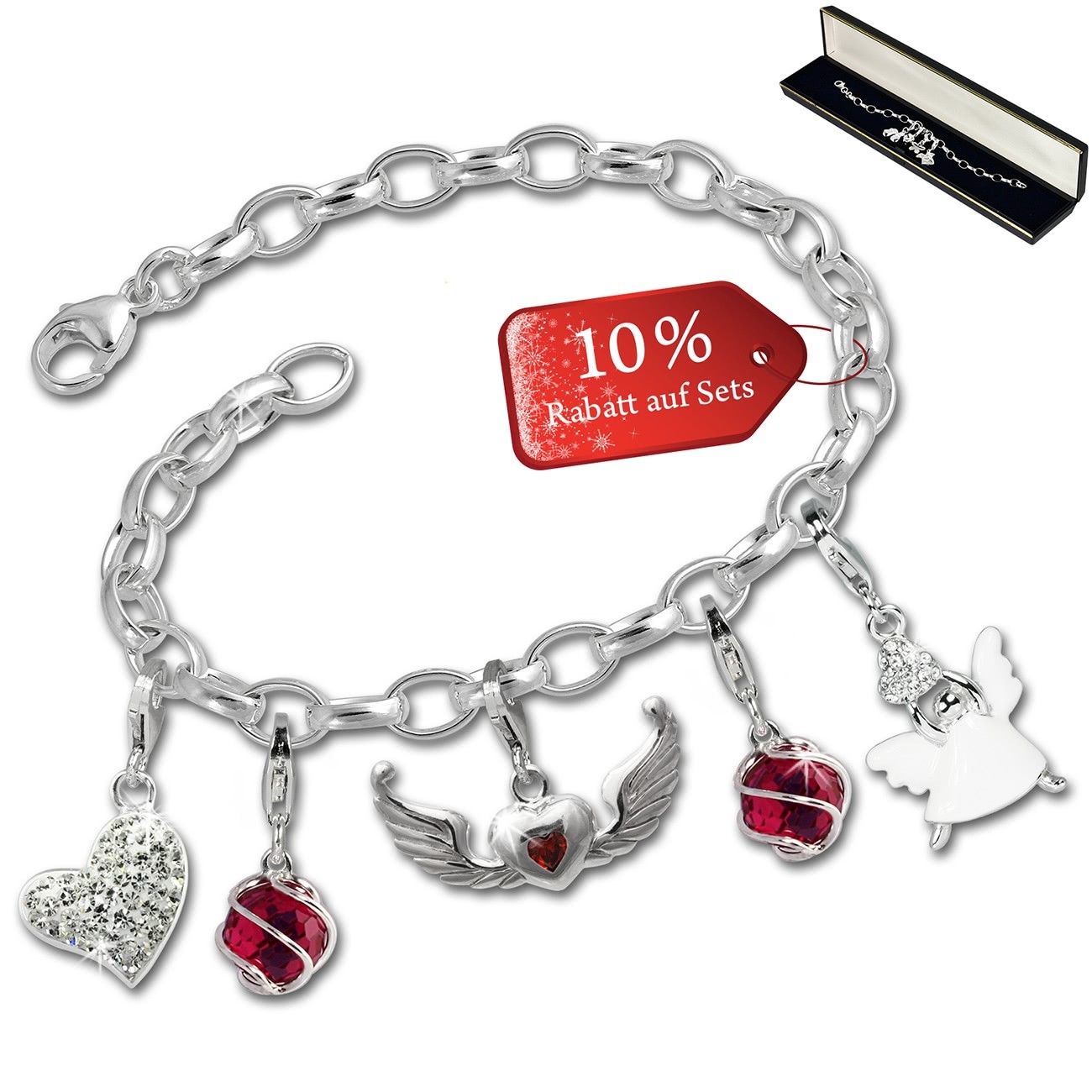 SilberDream Armband Fashion Charm Set Angels 925 Anhänger FCA323