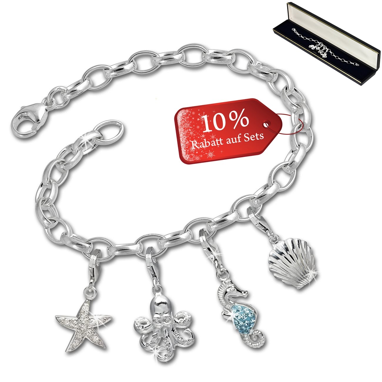 SilberDream Armband Fashion Charm Set Meer 925er Anhänger FCA326