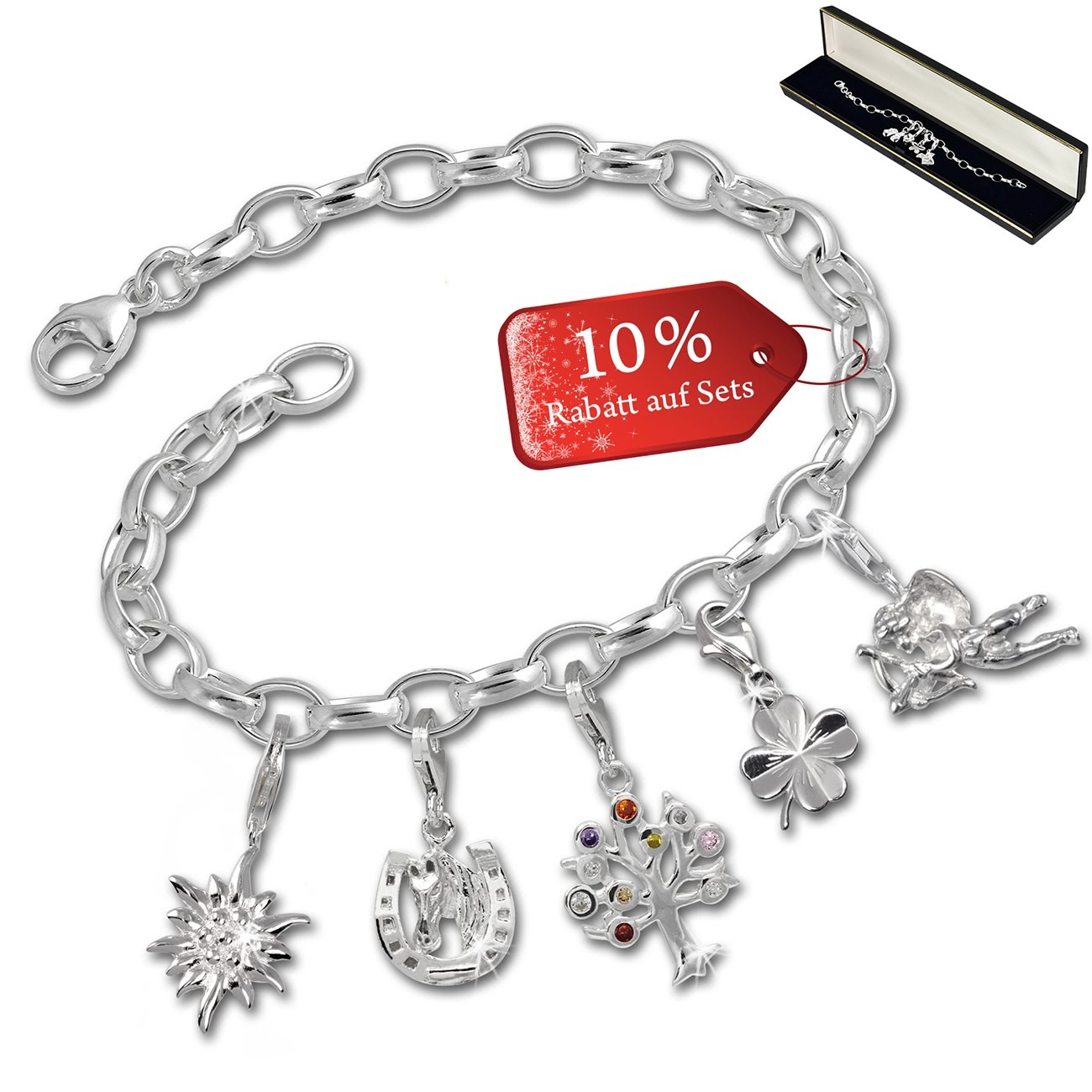 SilberDream Armband Fashion Charm Set Glücksbringer 925 Anhänger FCA330