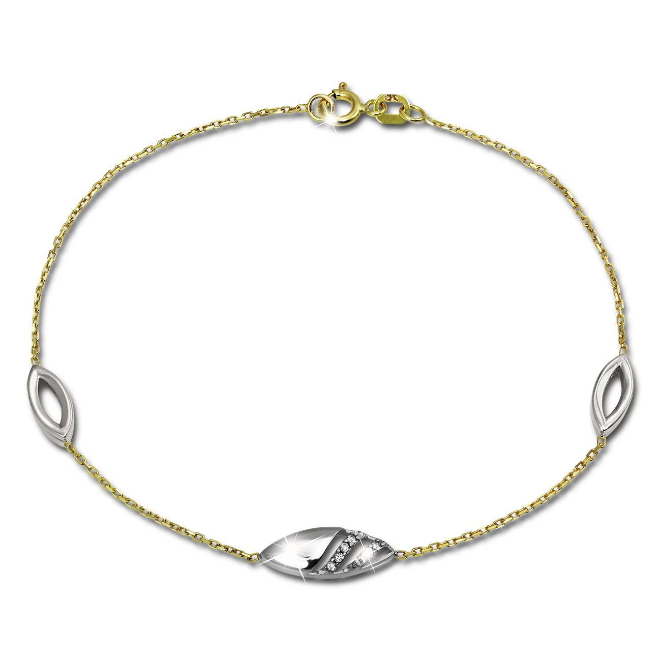 GoldDream Armband Glamour Zirkonia weiß 333 Gold 18,5cm 8 Karat GDA5018J