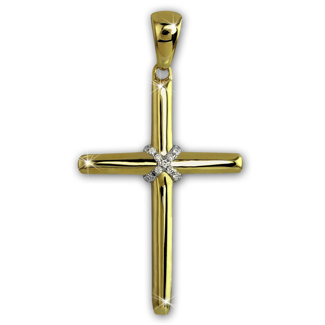 GoldDream Kettenanhänger Kreuz Zirkonia 333 Gold Anhänger Echtschmuck GDH502Y