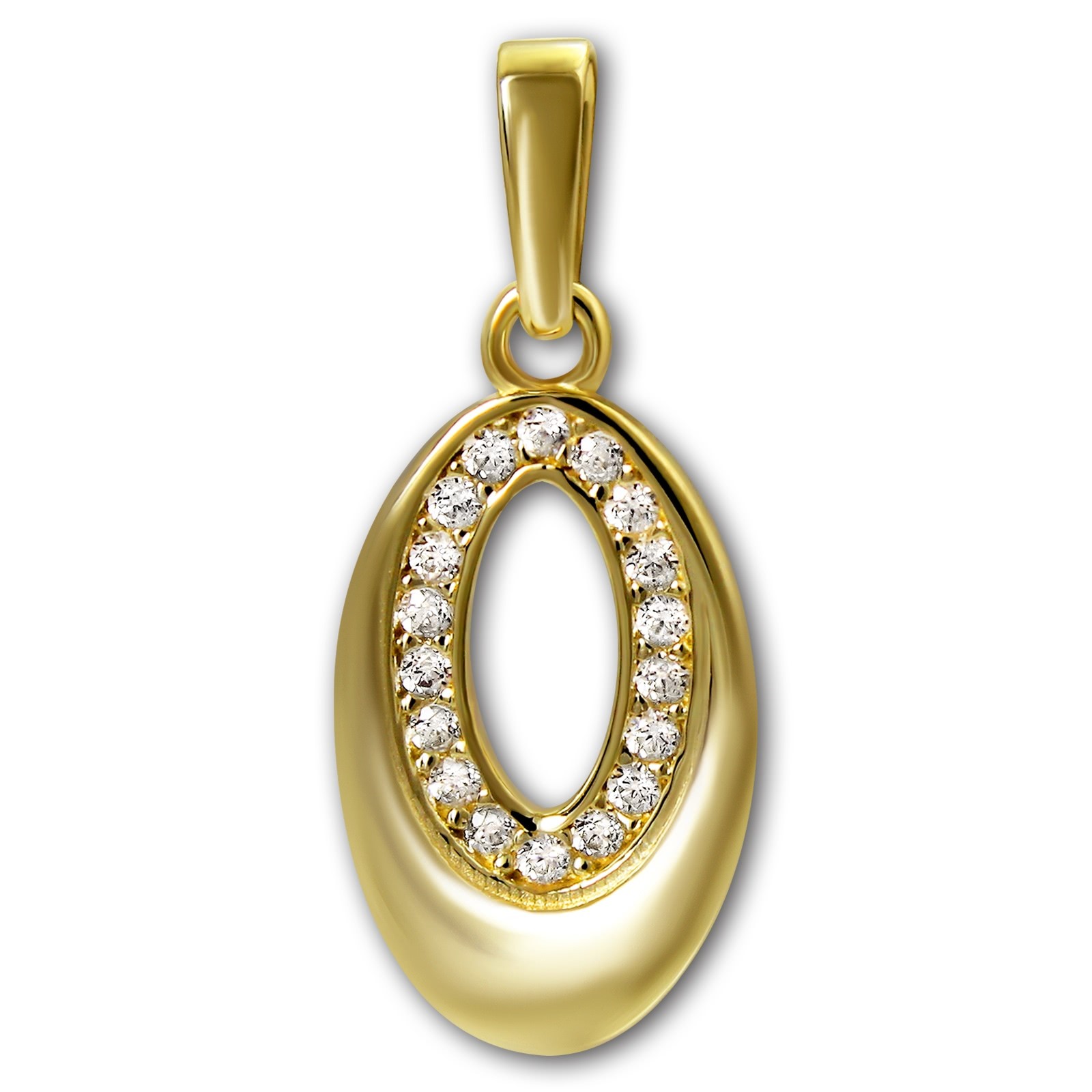 GoldDream Kettenanhänger Oval Zirkonia weiß 333 Gold Damen Echtschmuck GDH525WY