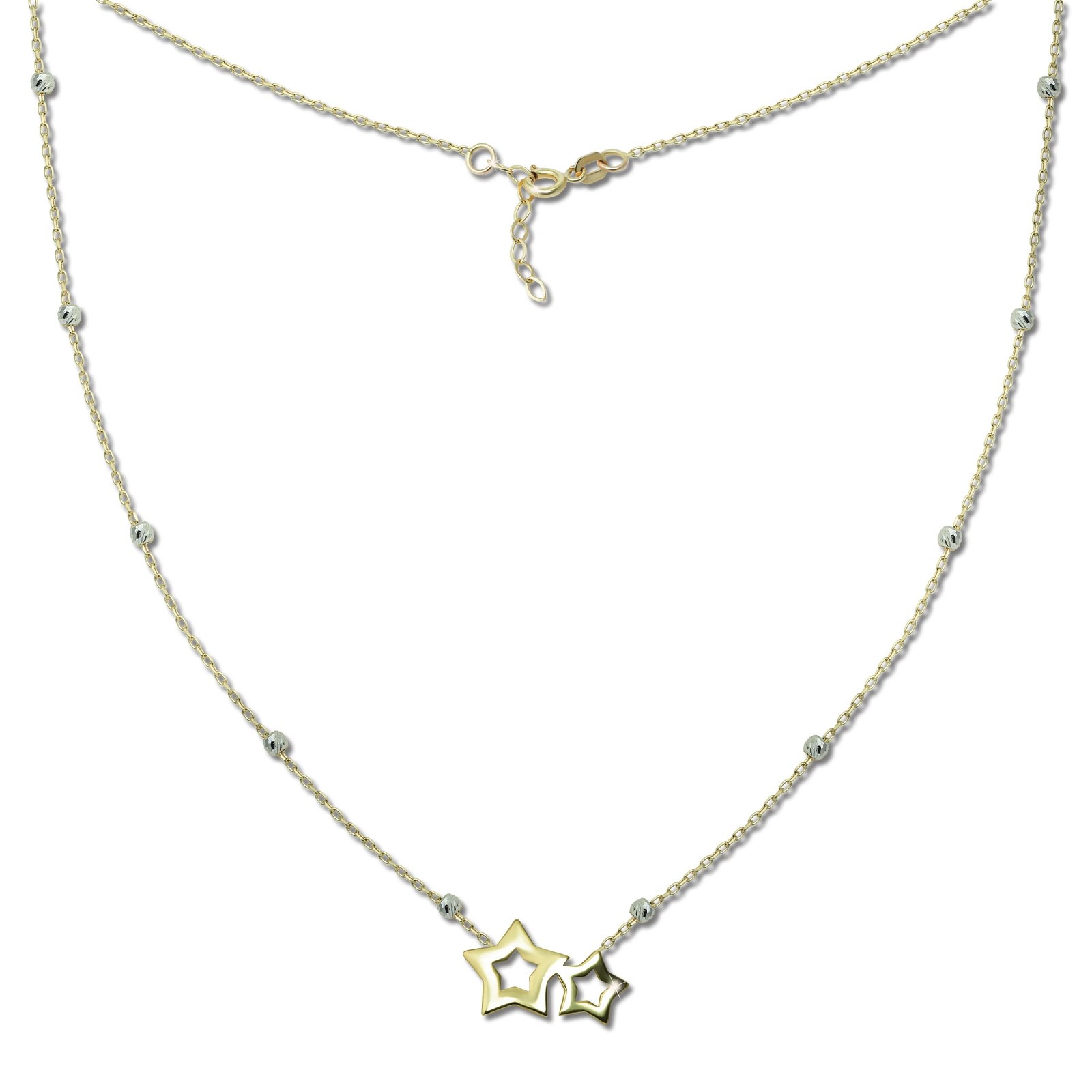 GoldDream Damen Colliers Halskette Sterne 44-46cm Gelbgold 8 Karat GDK50045T