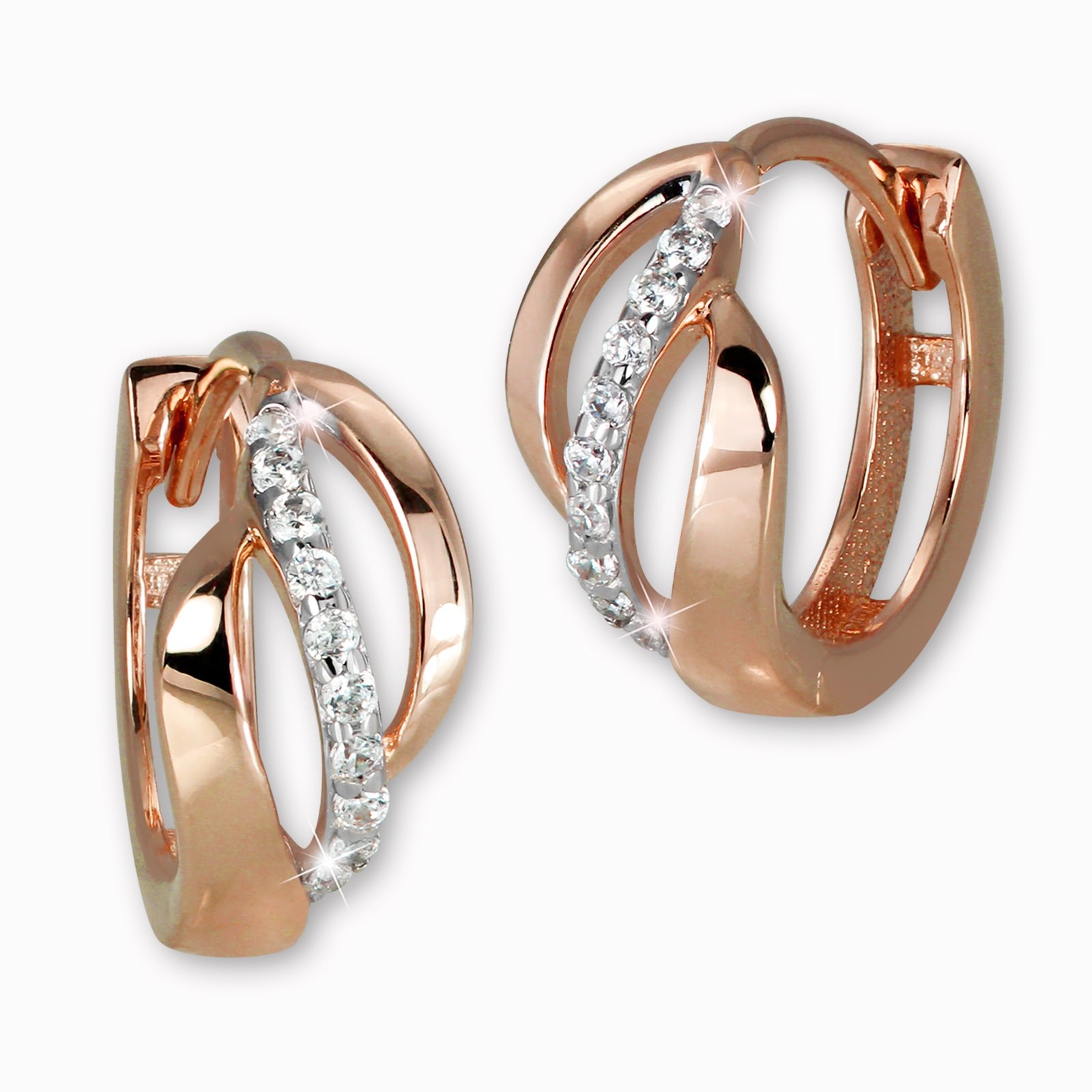 GoldDream Creole Welle Zirkonia weiß Ohrring 333 Rosegold Echtschmuck GDO5021E