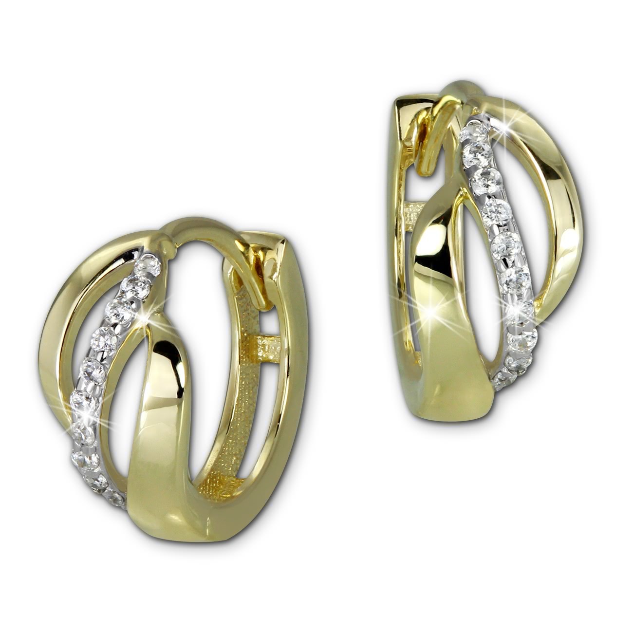 GoldDream Creole Welle Zirkonia weiß Ohrring 333 Gelbgold Echtschmuck GDO5021Y