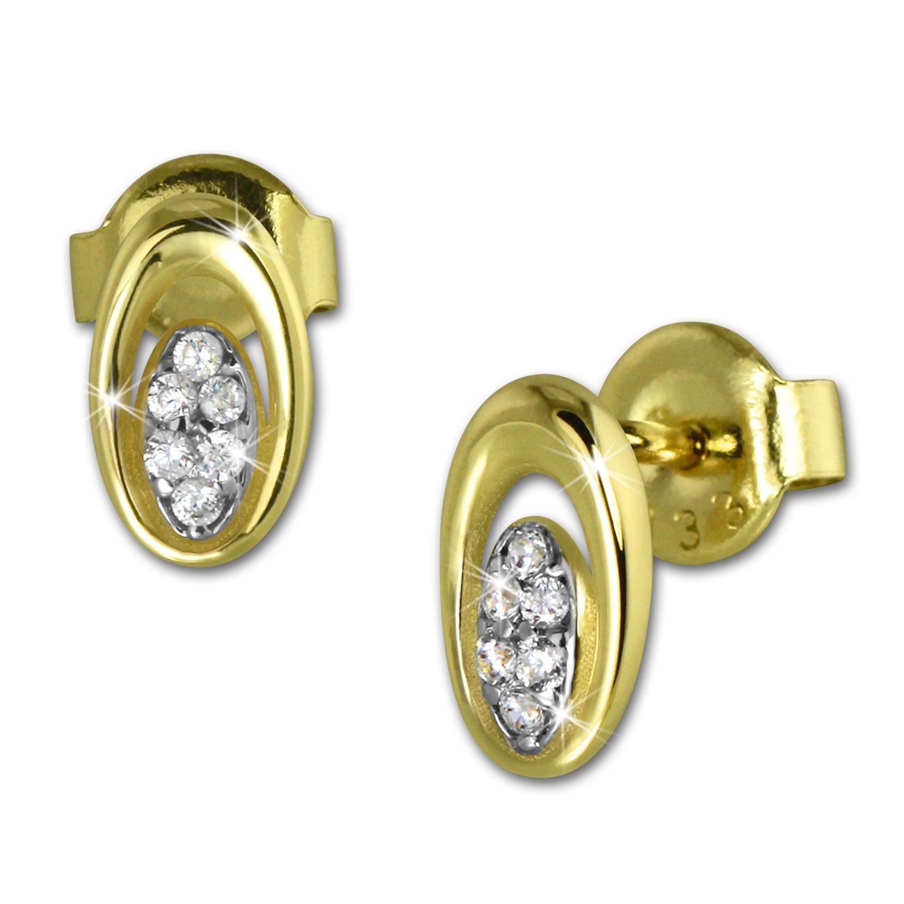 GoldDream Ohrstecker Oval Zirkonia Ohrring 333 Gelbgold Echtschmuck GDO5078Y