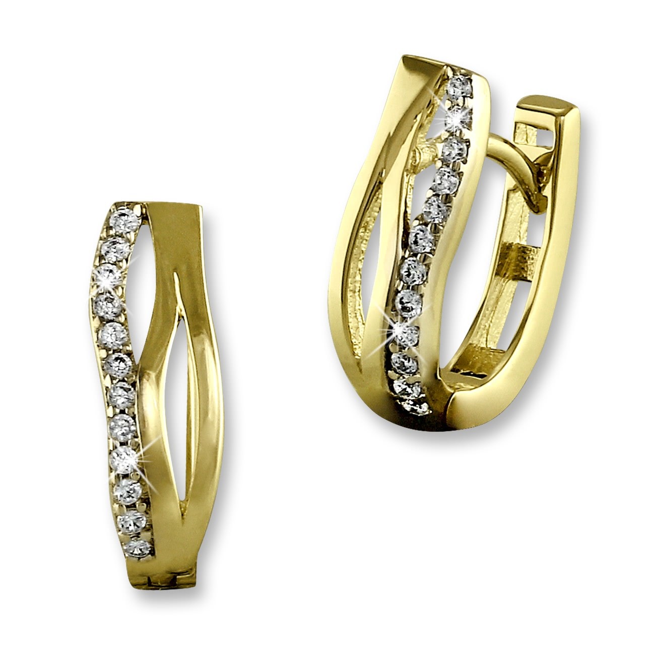 GoldDream Creole Wellen Zirkonia Ohrring 333 Gelbgold Echtschmuck GDO532WY