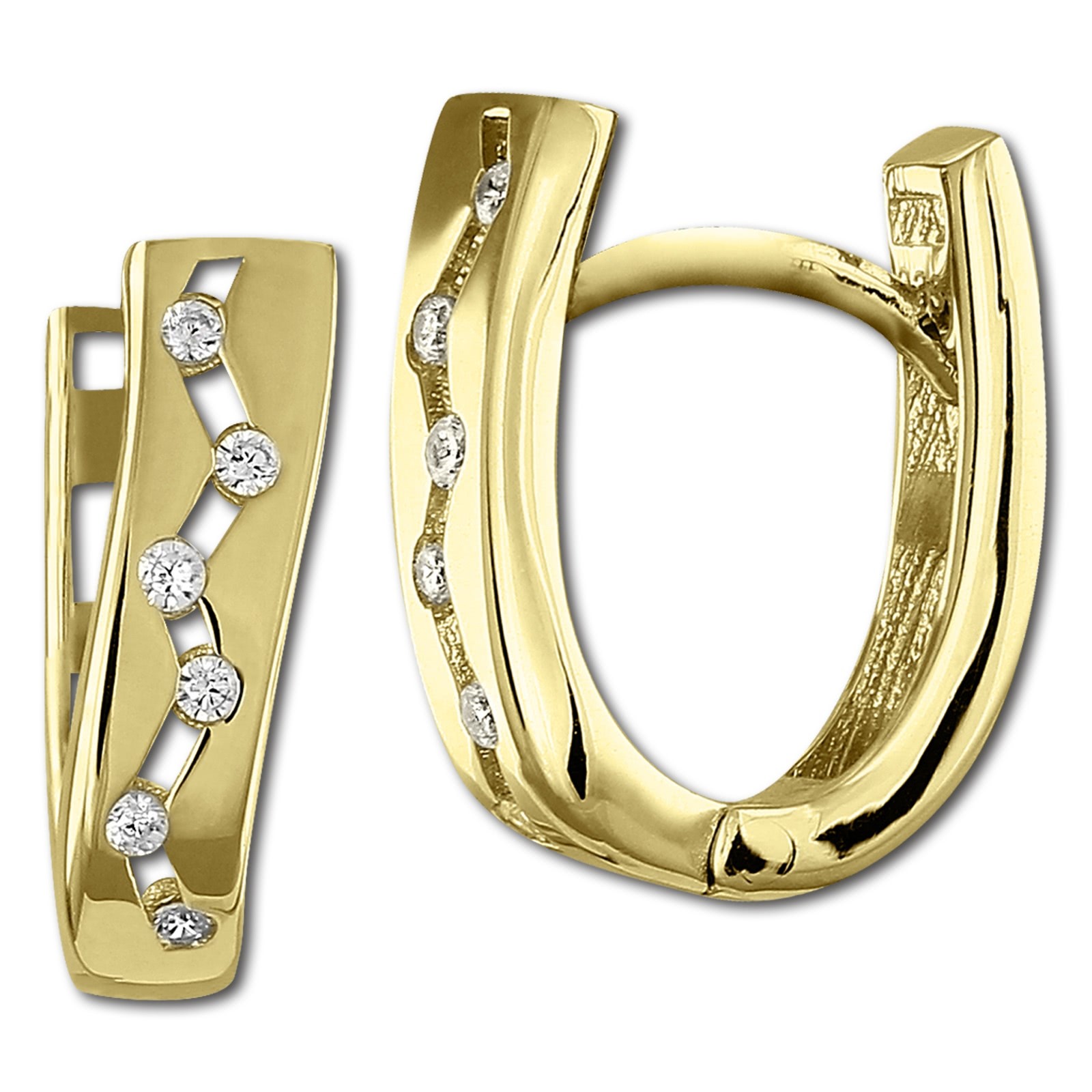 GoldDream Creole Zickzack Zirkonia Ohrring 333 Gelbgold Echtschmuck GDO535WY