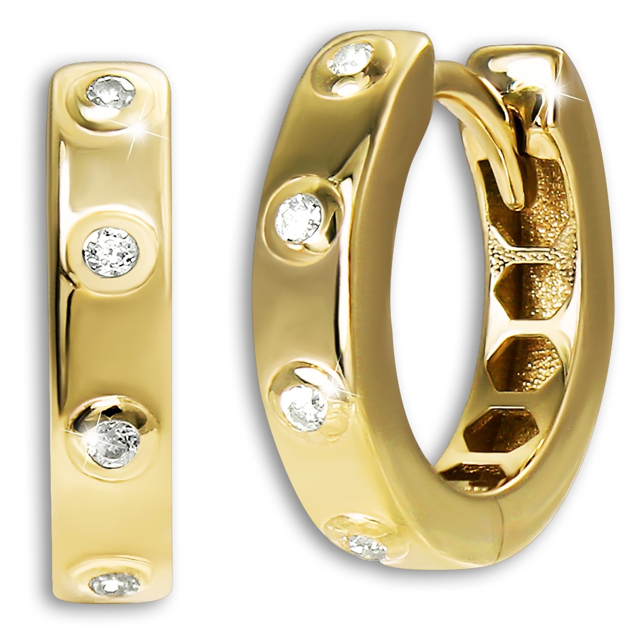 GoldDream Creole Dots Zirkonia 12mm Ohrring 333er Gelbgold Echtschmuck GDO5719Y