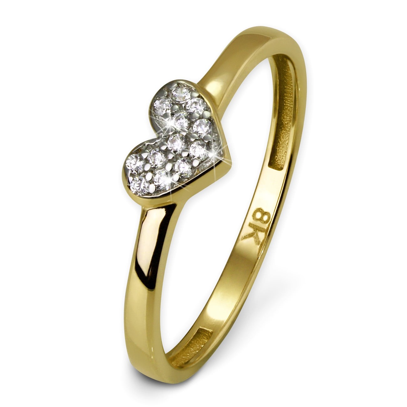 GoldDream Gold Ring Herz Zirkonia weiß Gr.54 333er Gelbgold GDR503Y54
