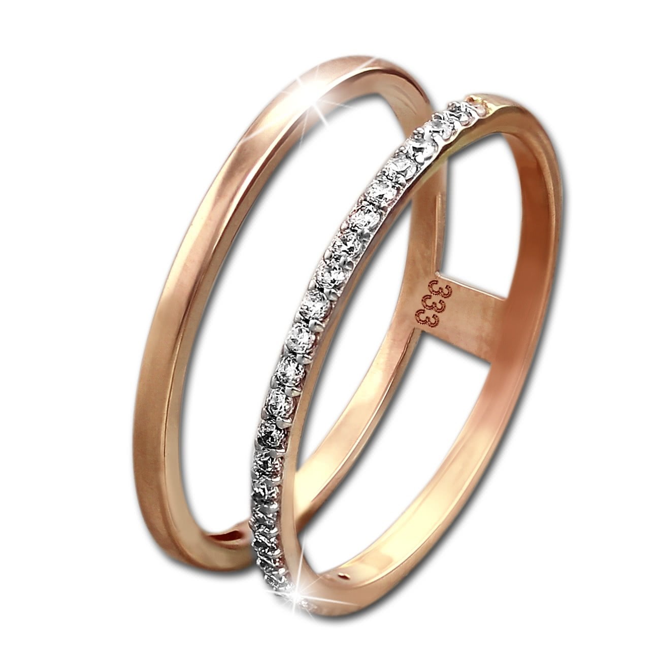 GoldDream Gold Doppel Ring Zirkonia weiß Gr.56 333er Rosegold GDR505E56