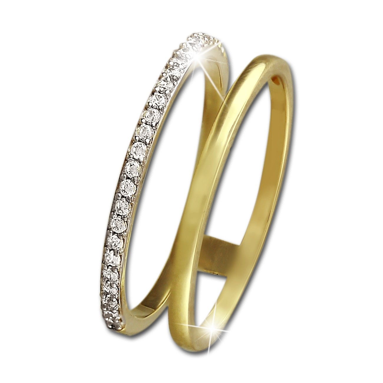 GoldDream Gold Doppel Ring Zirkonia weiß Gr.60 333er Gelbgold GDR505Y60