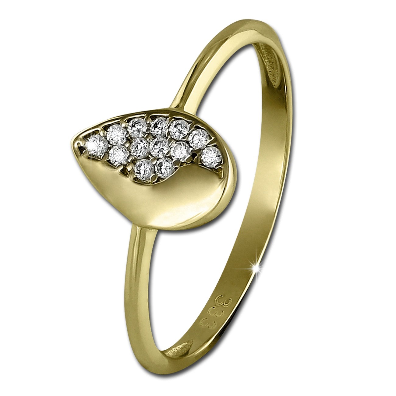 GoldDream Gold Ring Blatt Zirkonia weiß Gr.60 333er Gelbgold GDR506Y60
