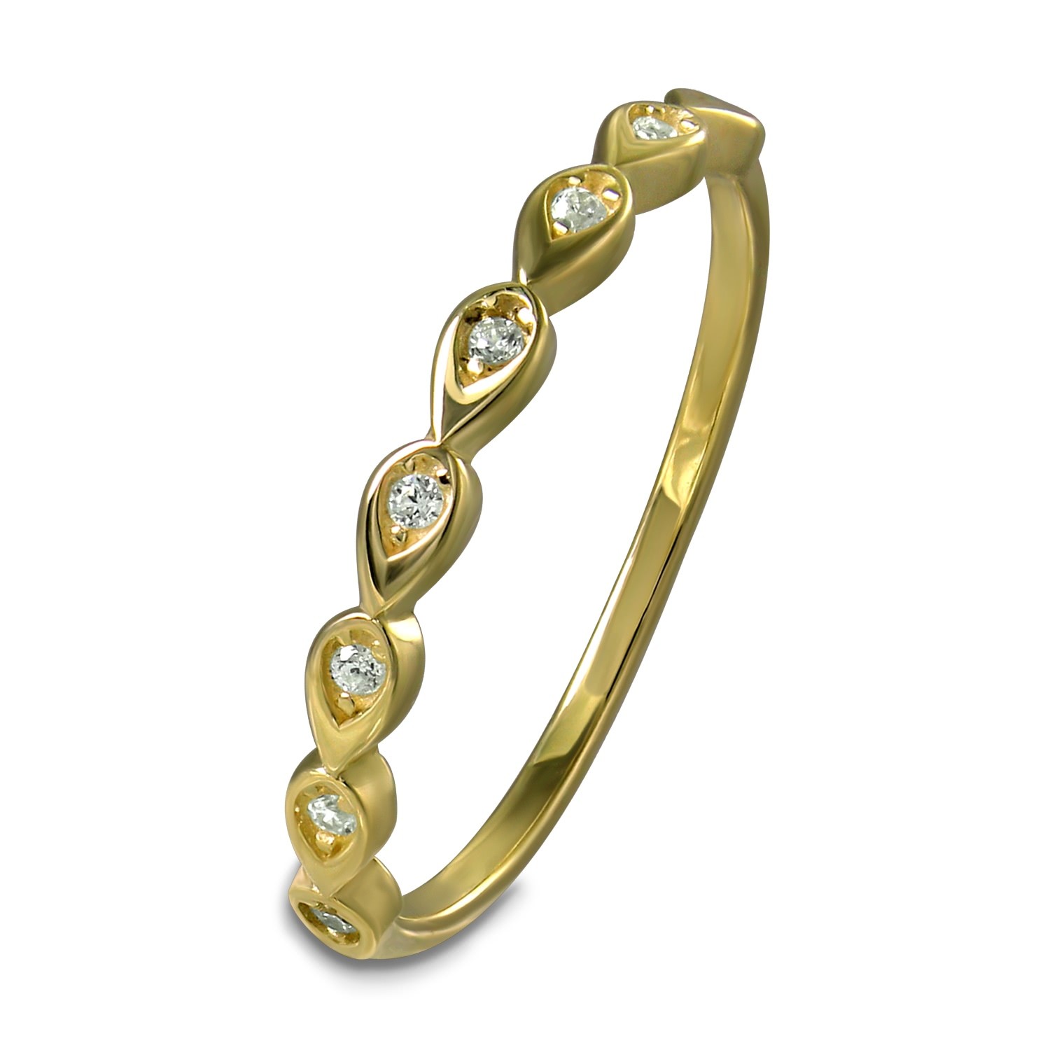 GoldDream zarter Gold Ring Drops Gr.54 333er Zirkonia Gelbgold Damen GDR564Y54