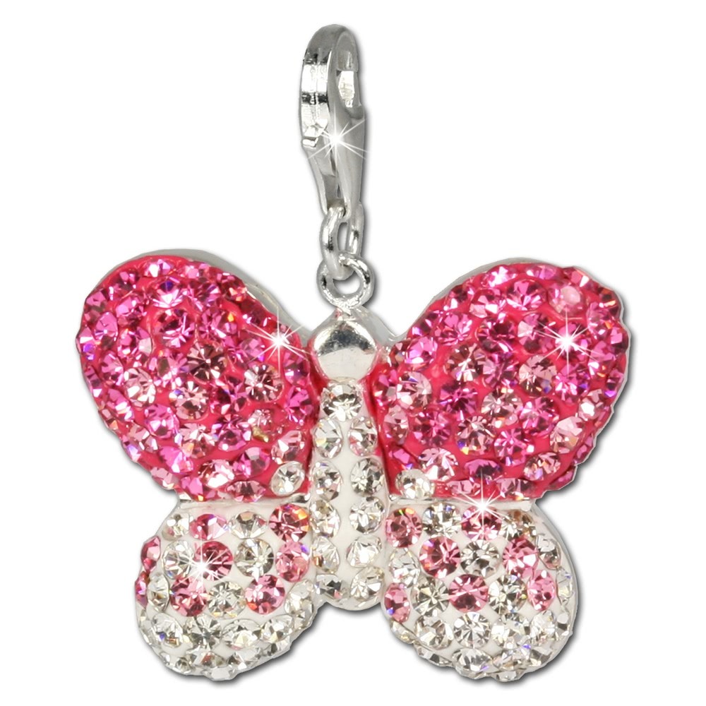 SilberDream Glitzer Charm Schmetterling Zirkonias GSC003