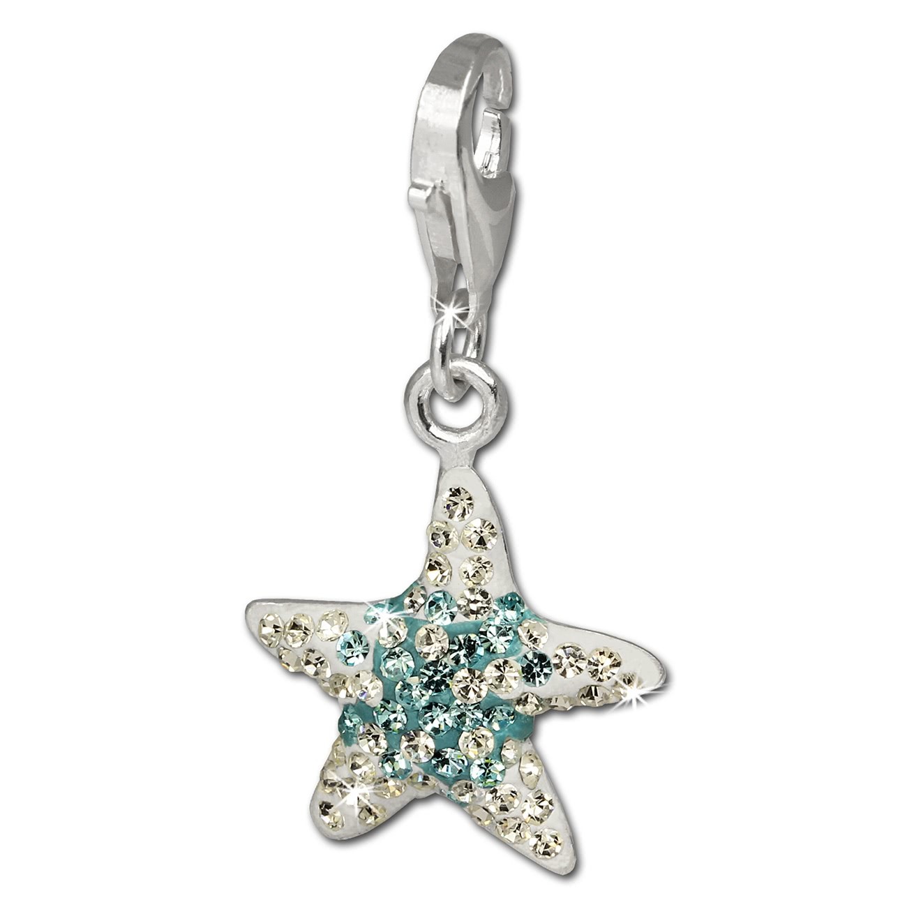 SilberDream Glitzer Charm Seestern blau Zirkonias 925 GSC307