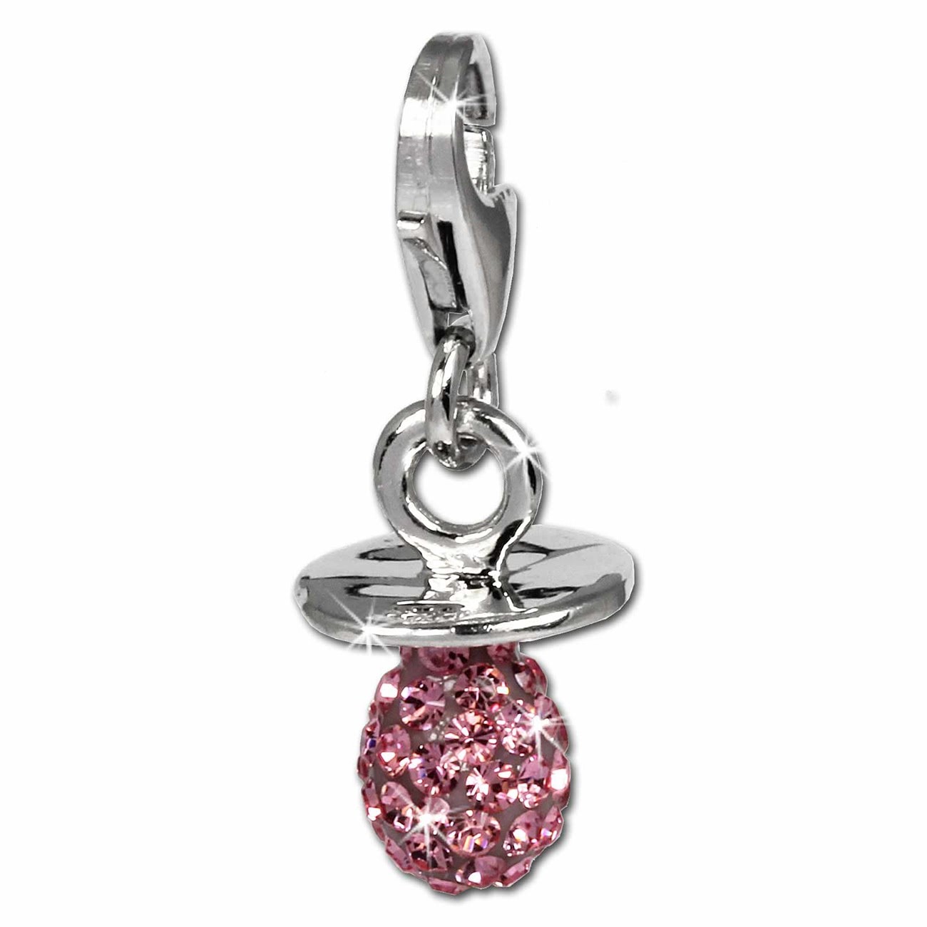 SilberDream Glitzer Charm Nuckel rosa Zirkonia Kristalle GSC502A