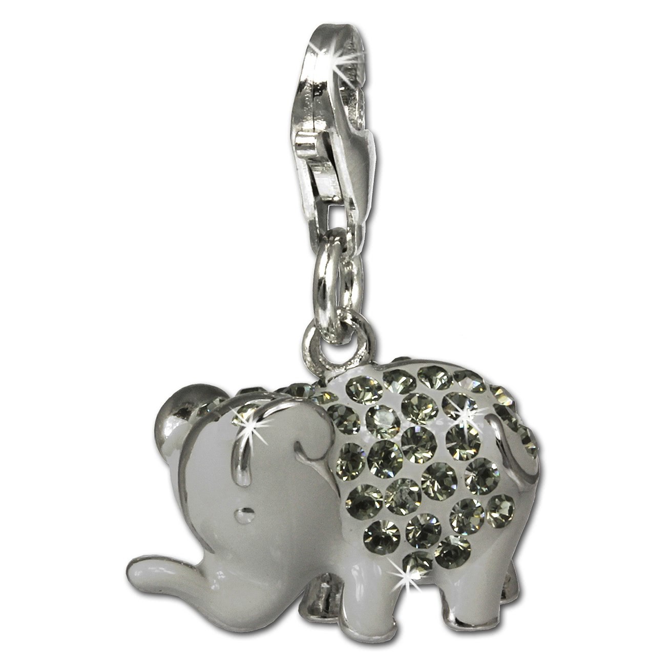 SilberDream Glitzer Charm Elefant grau Zirkonia Kristalle GSC510K