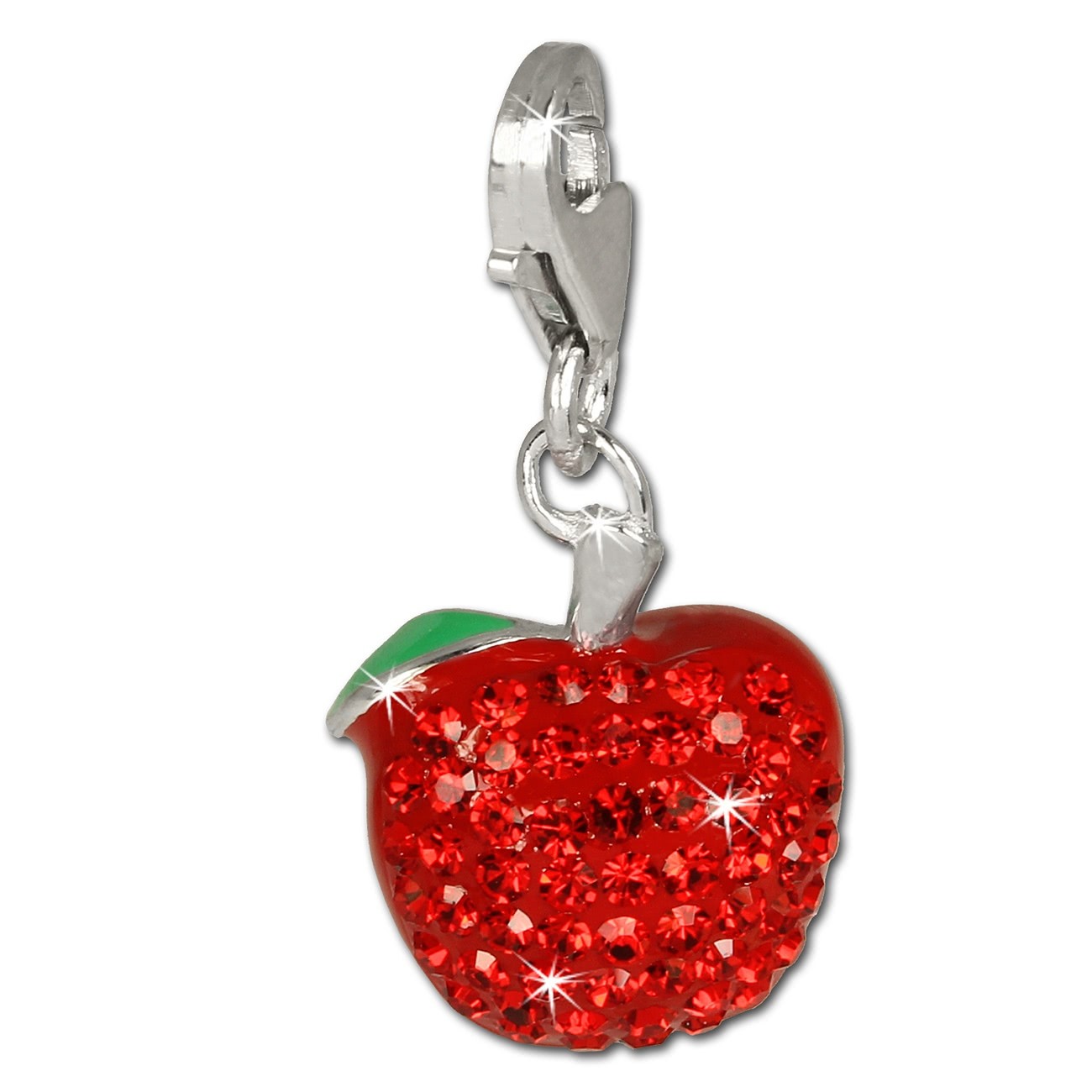 SilberDream Glitzer Charm Apfel rot Zirkonia Kristalle GSC512R