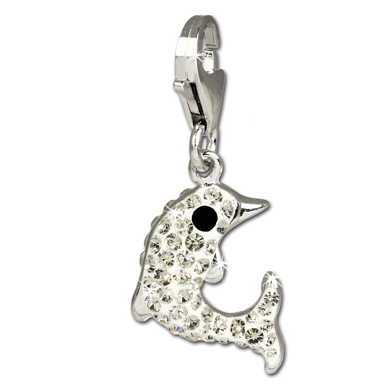 SilberDream Glitzer Charm Delfin weiß Zirkonia Kristalle 925 GSC516W