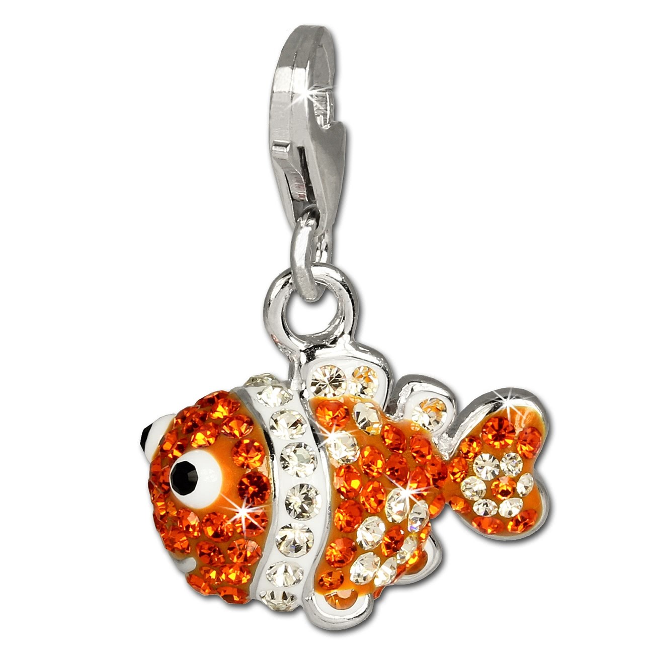 SilberDream Glitzer Charm Clownfisch orange Zirkonia Kristalle GSC518O