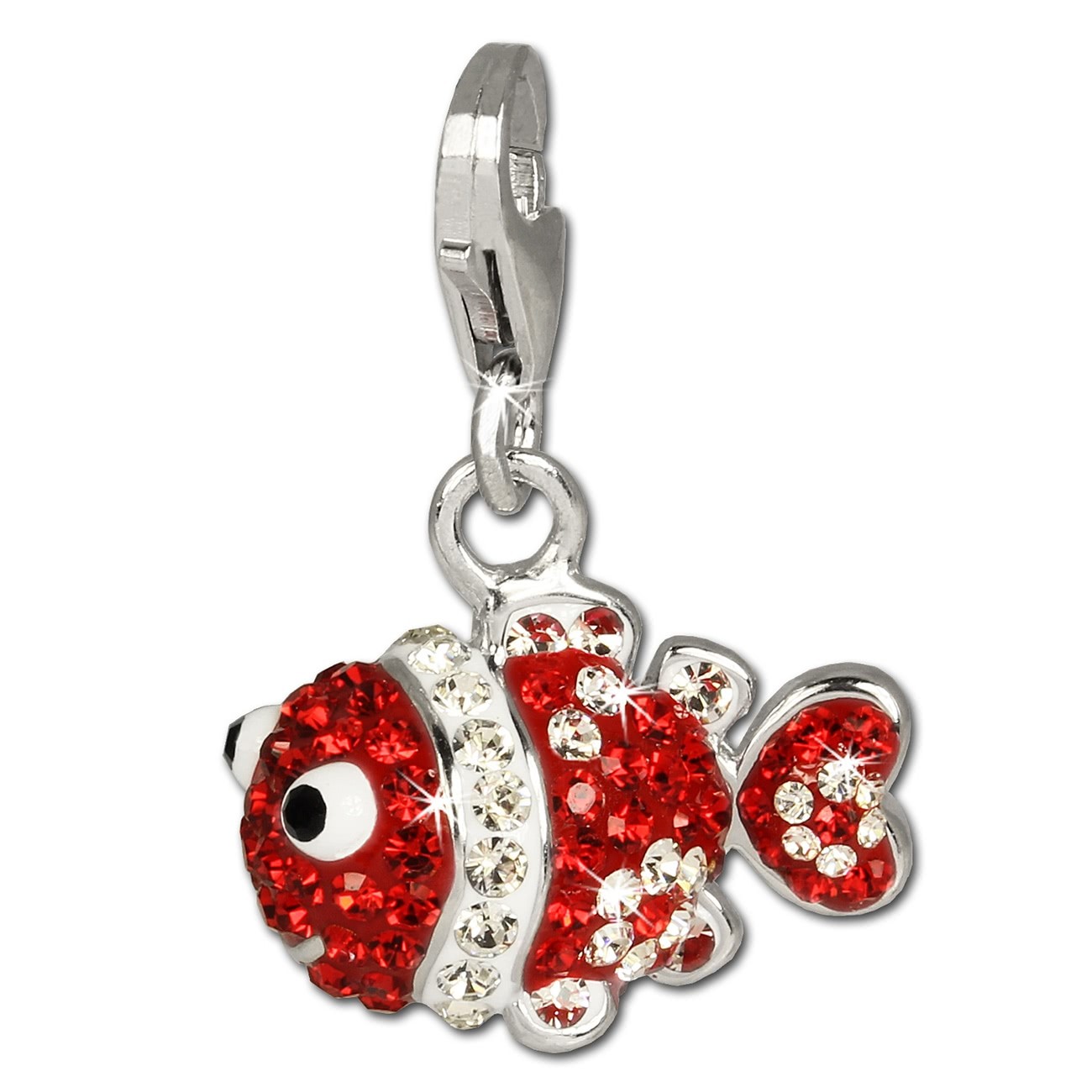 SilberDream Glitzer Charm Clownfisch rot Zirkonia Kristalle GSC518R