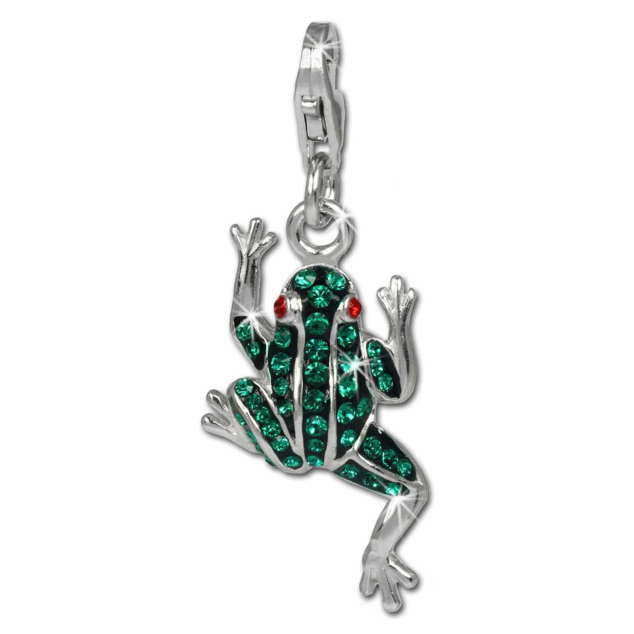 SilberDream Glitzer Charm Frosch grün Zirkonia Kristalle 925er GSC521G