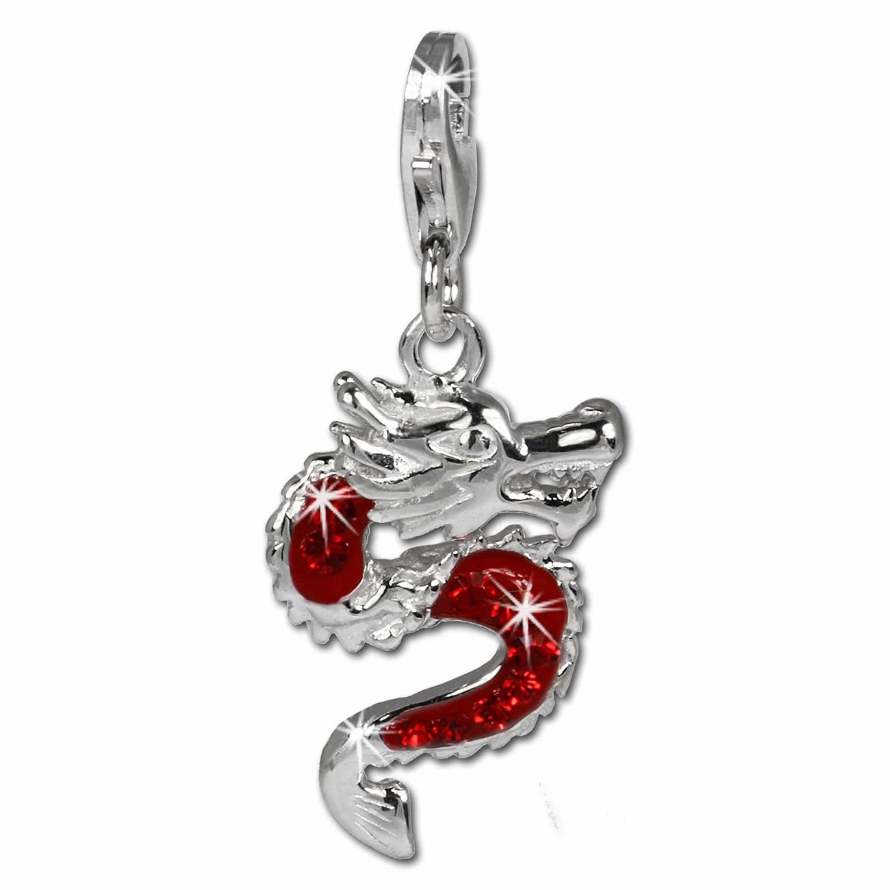 SilberDream Glitzer Charm Drache rot Zirkonia Kristalle 925er GSC524R