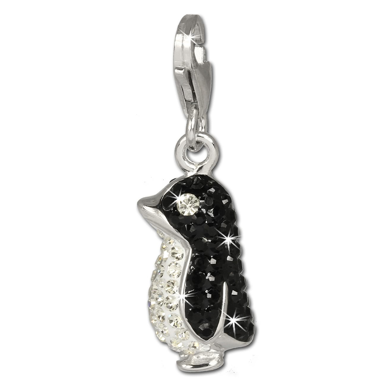 SilberDream Glitzer Charm Pinguin schwarz Zirkonia Kristalle GSC533S