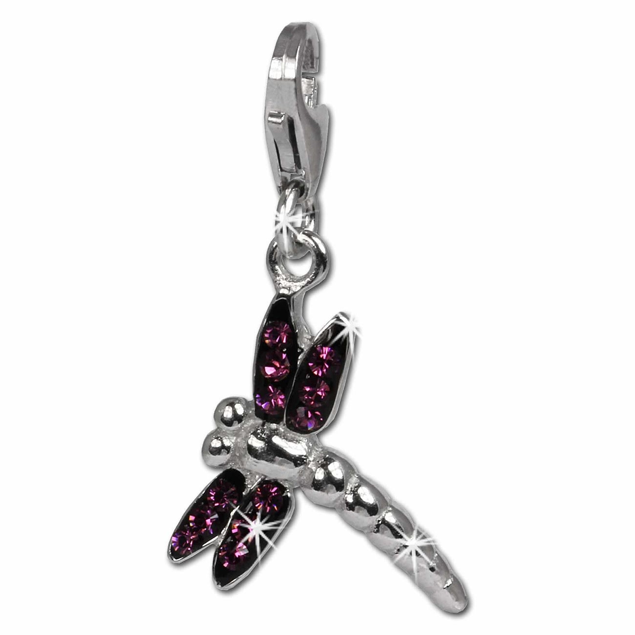 SilberDream Glitzer Charm Libelle lila Zirkonia Kristalle 925 GSC534V