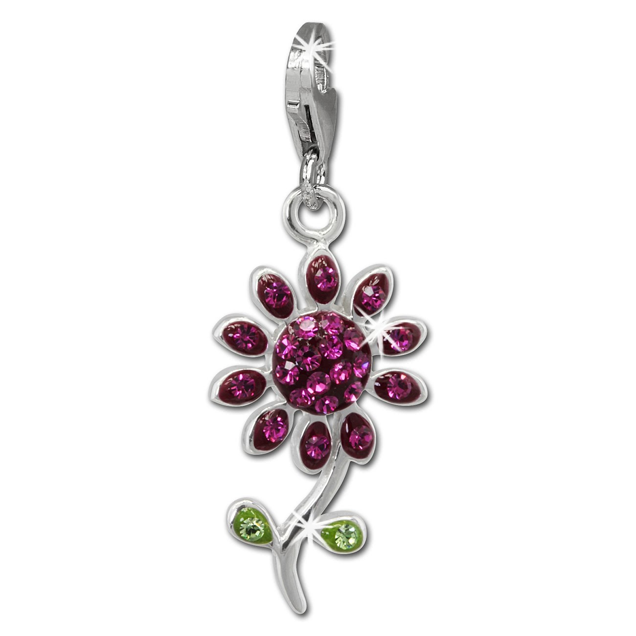 SilberDream Glitzer Charm Blume fuchsia Zirkonia Kristalle Anhänger GSC540P