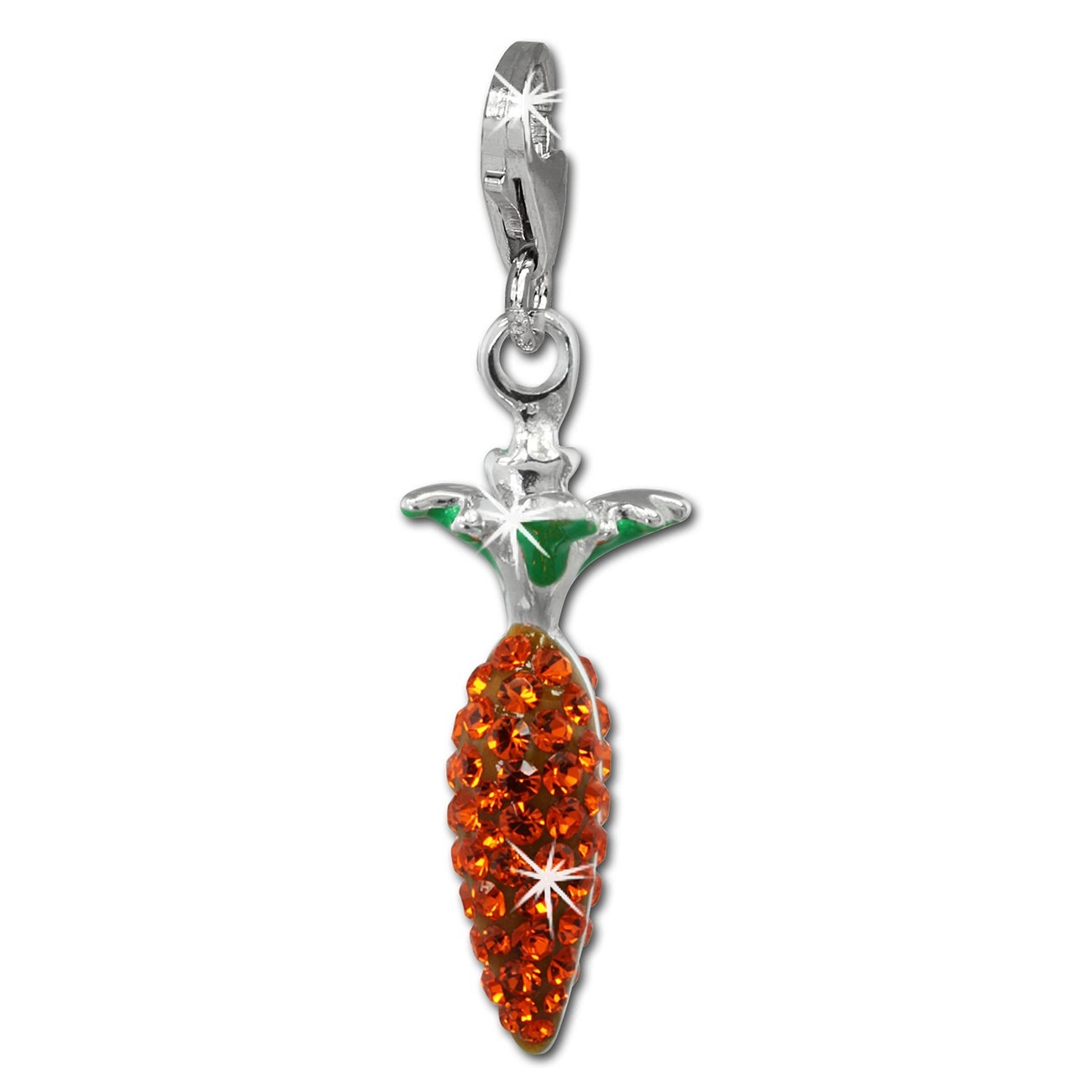 SilberDream Glitzer Charm Mohrrübe orange Zirkonia Kristalle GSC549O