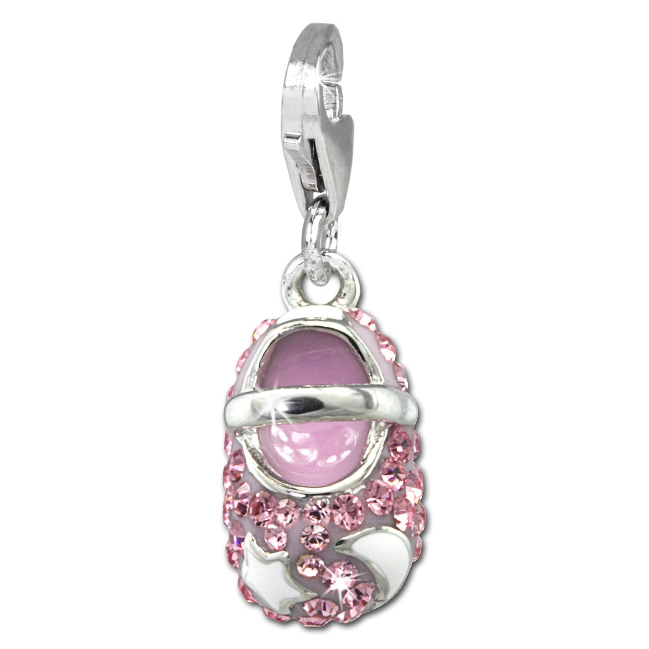 SilberDream Glitzer Charm Babyschuh rosa Zirkonia Kristalle GSC554A