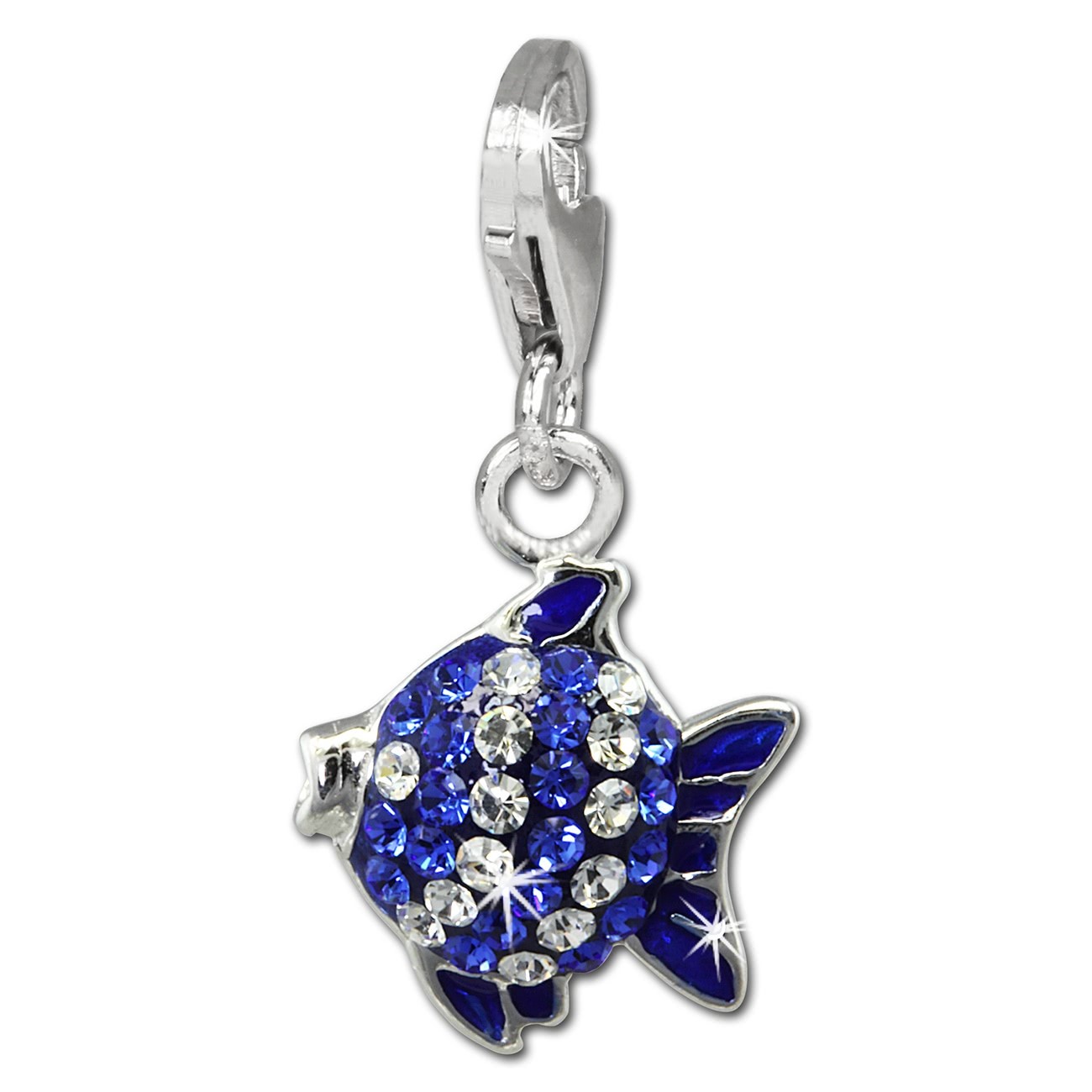 SilberDream Glitzer Charm Fisch blau Zirkonia Kristalle Anhänger GSC564B