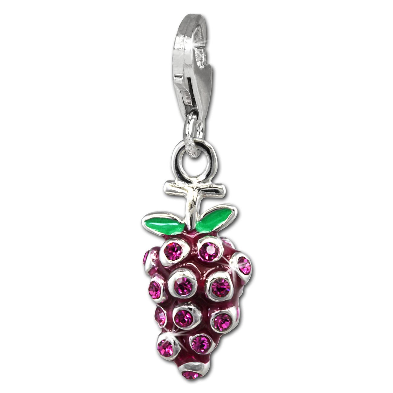 SilberDream Glitzer Charm Weintraube fuchsia Zirkonia Kristalle GSC565P