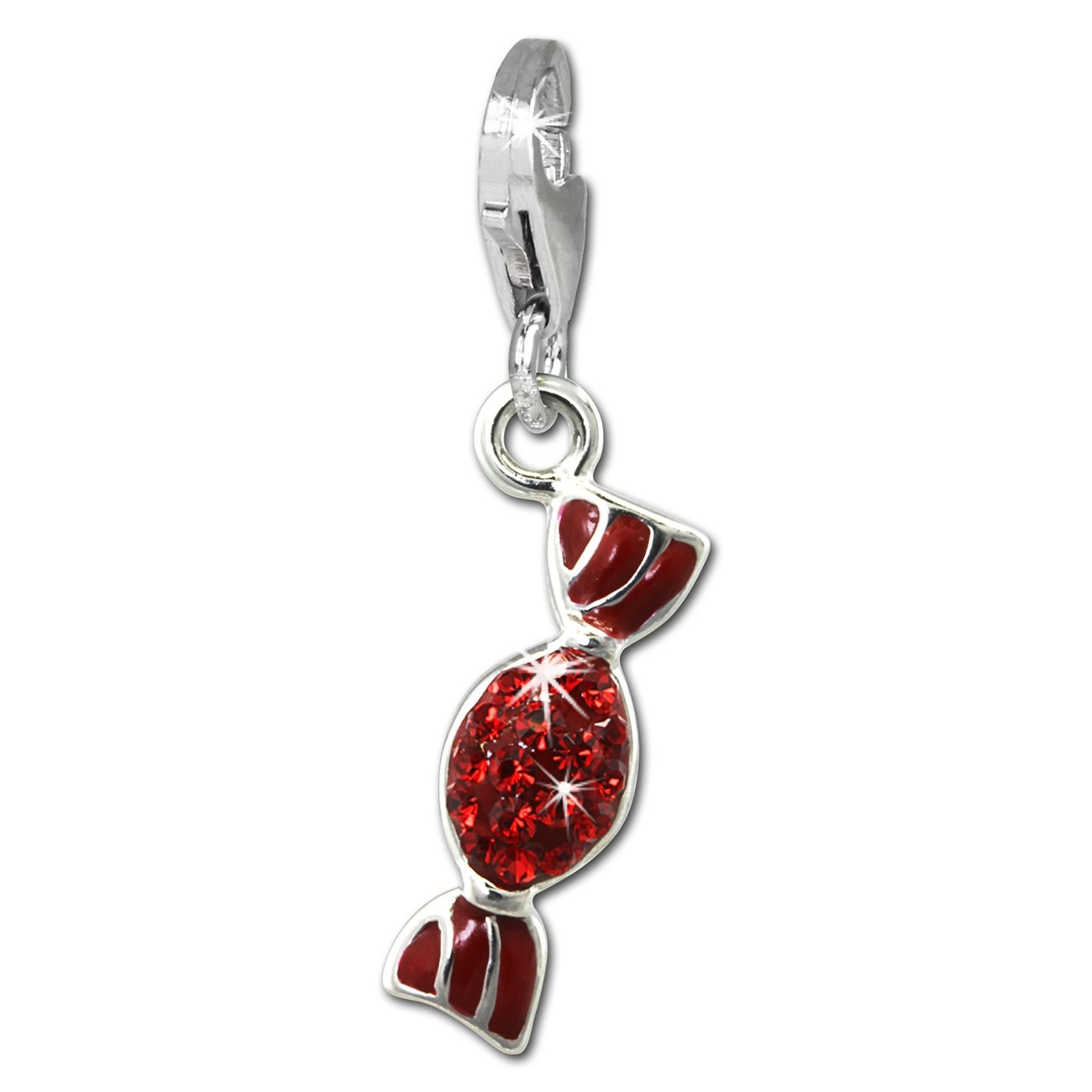 SilberDream Glitzer Charm Bonbon rot Zirkonia Kristalle Anhänger GSC576R