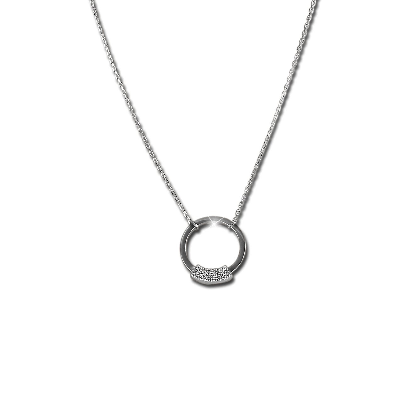 SilberDream Kette Circle Zirkonia weiß 925 Silber 42-46cm Halskette GSK406W