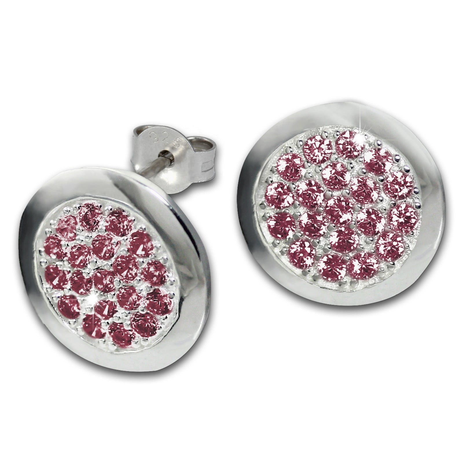 SilberDream Glitzer Ohrstecker Zirkoniascheibe pink 925 Silber GSO219P