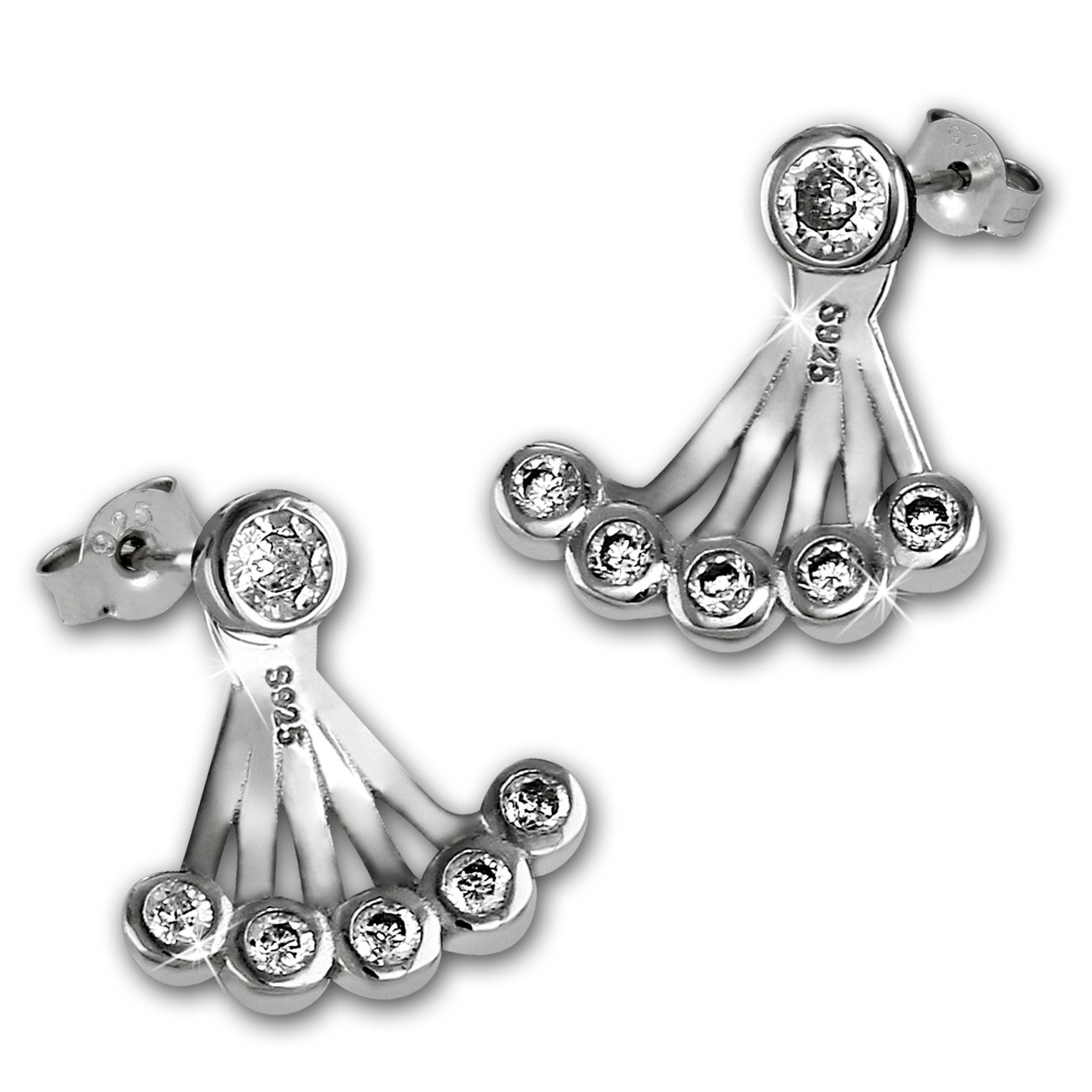 SilberDream Ohrstecker Dangle Ear Cuff Rund Zirkonia 925 Silber Ohrringe GSO500W