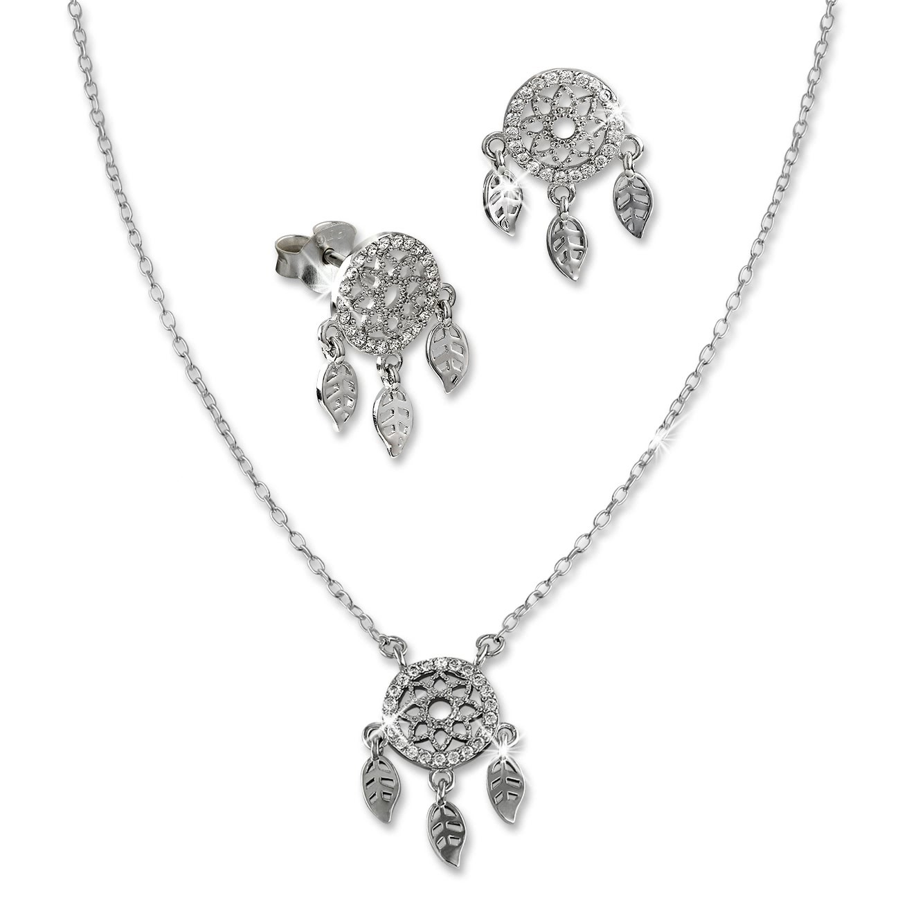 SilberDream Schmuck Set Kette und Ohrringe Traumfänger 925er Silber GSS406W