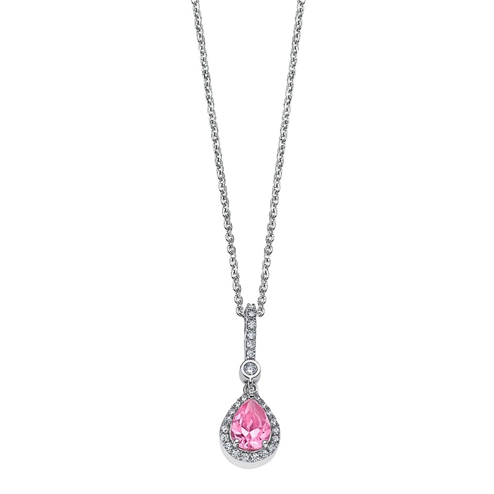 LOTUS Silver - Damen Halskette Tropfen rosa aus 925 Silber JLP1592-1-2