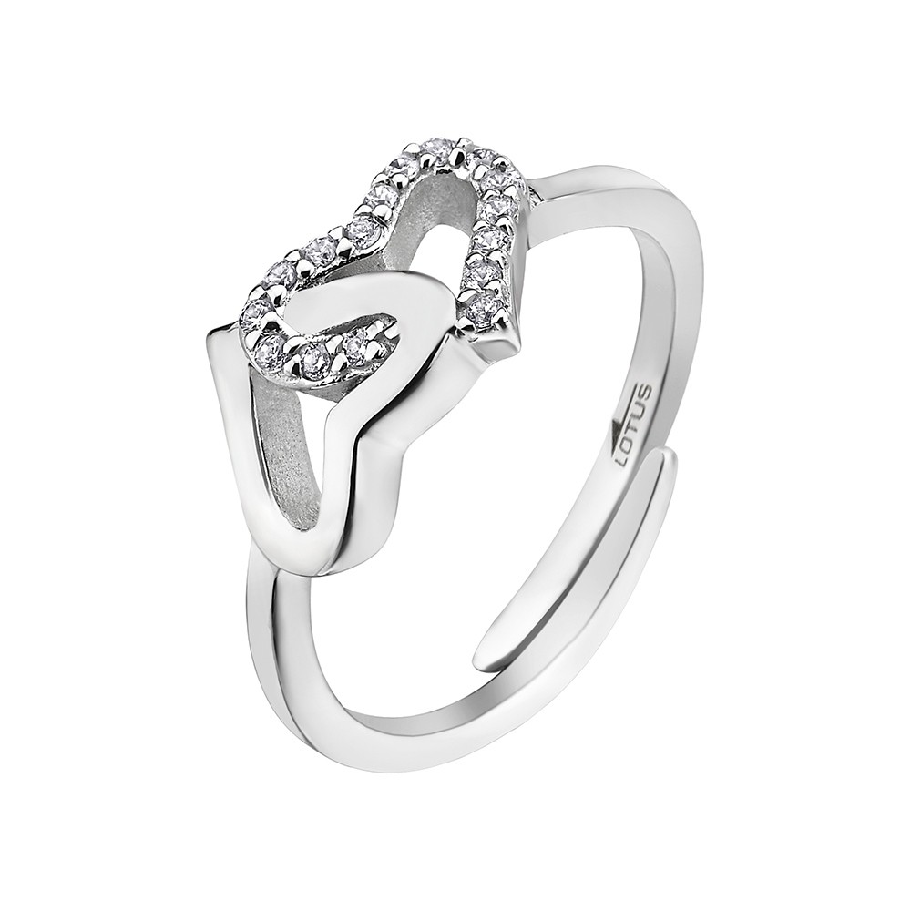 LOTUS Silver - Damen Ring Herzen weiß verstellbaren Ring 925 Silber JLP1594-3-1