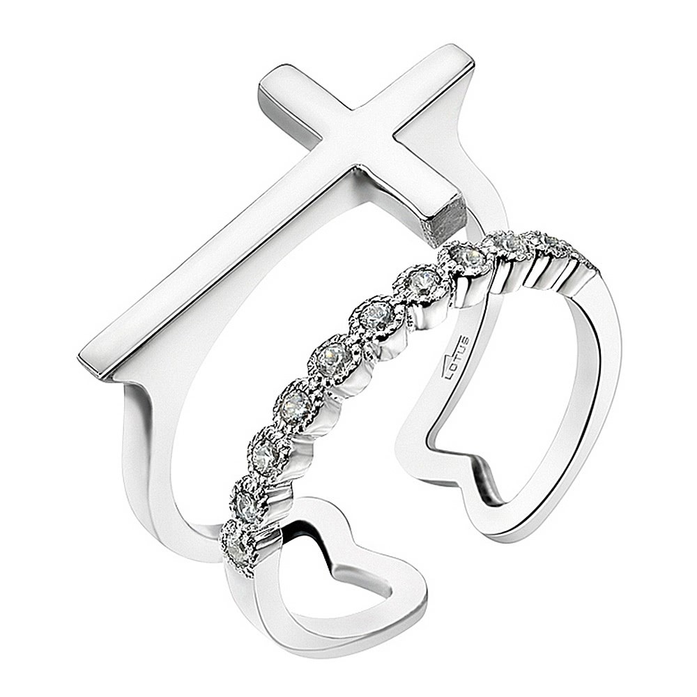 LOTUS Silver Ring Kreuz 925 Silber LP1618-3/1 weiß Zirkonia Trendy JLP1618-3-1
