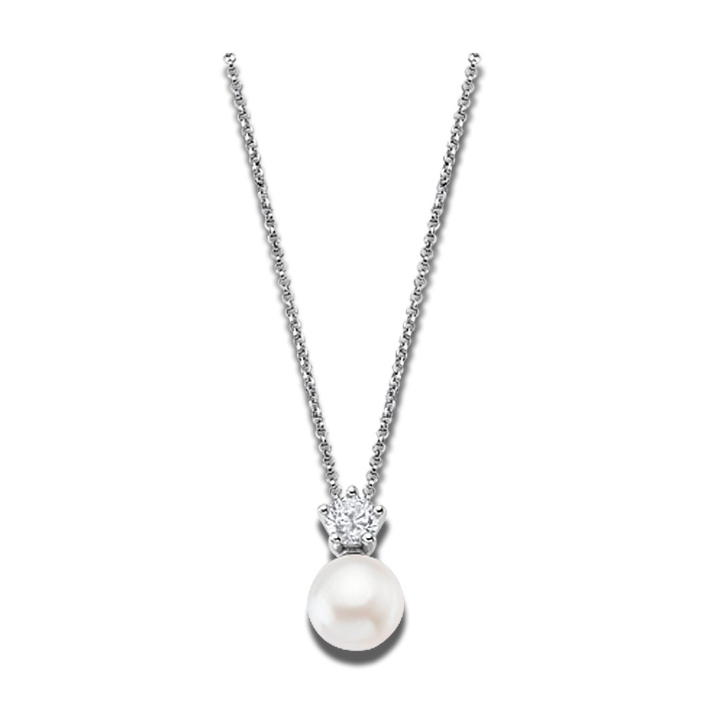 LOTUS Silver - Damen Halskette Perle weiß aus 925 Silber JLP1800-1-1